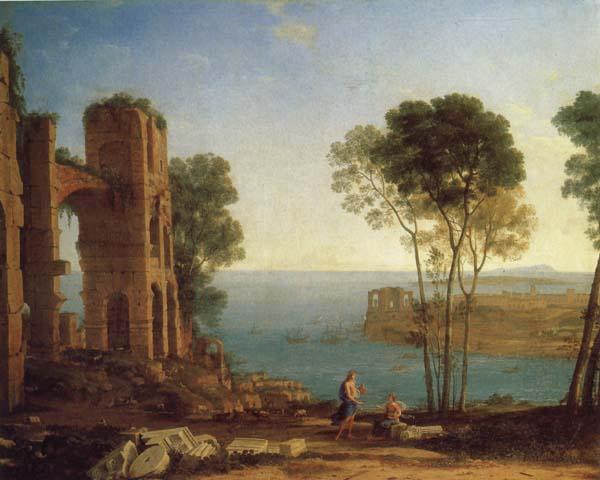 Claude Lorrain The Harbor of Baiae with Apollo and the Cumaean Sibyl France oil painting art